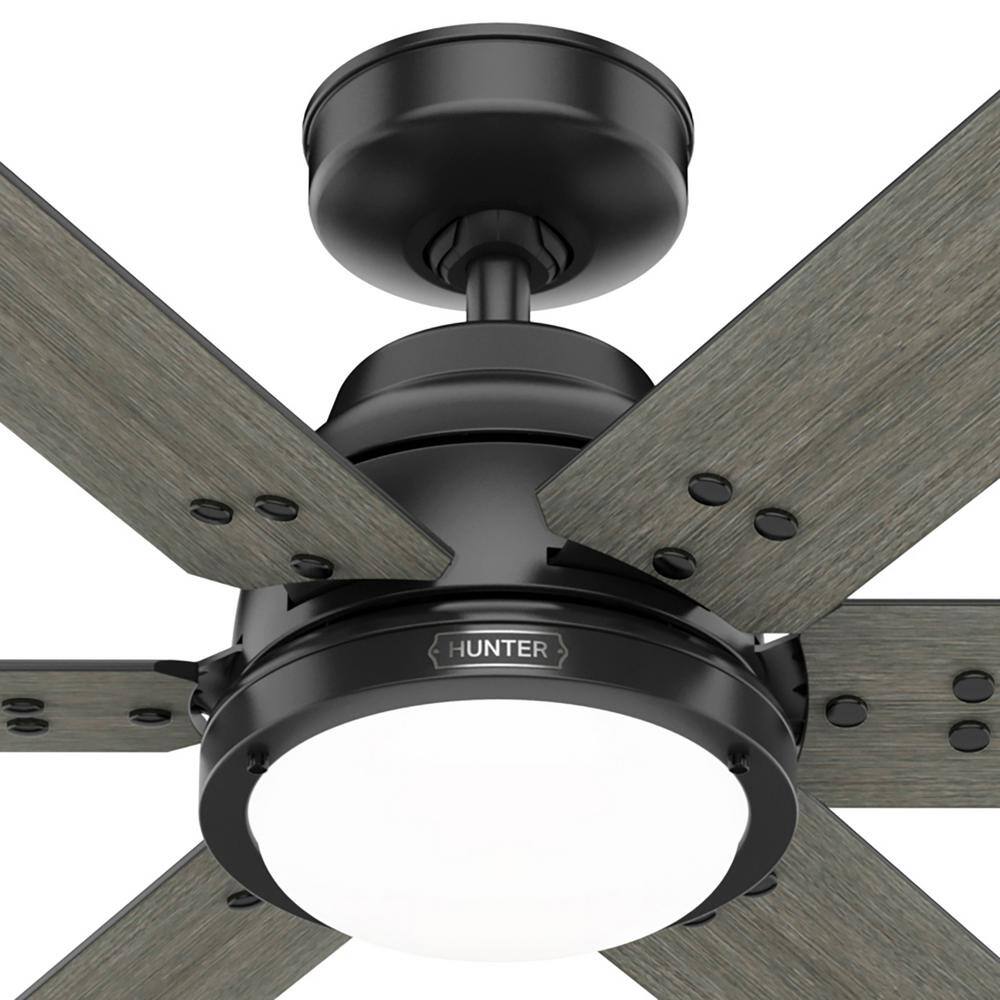 Hunter Gravity 72 in. Integrated LED Indoor Matte Black Smart Ceiling Fan with Light Kit and Remote Included 51950