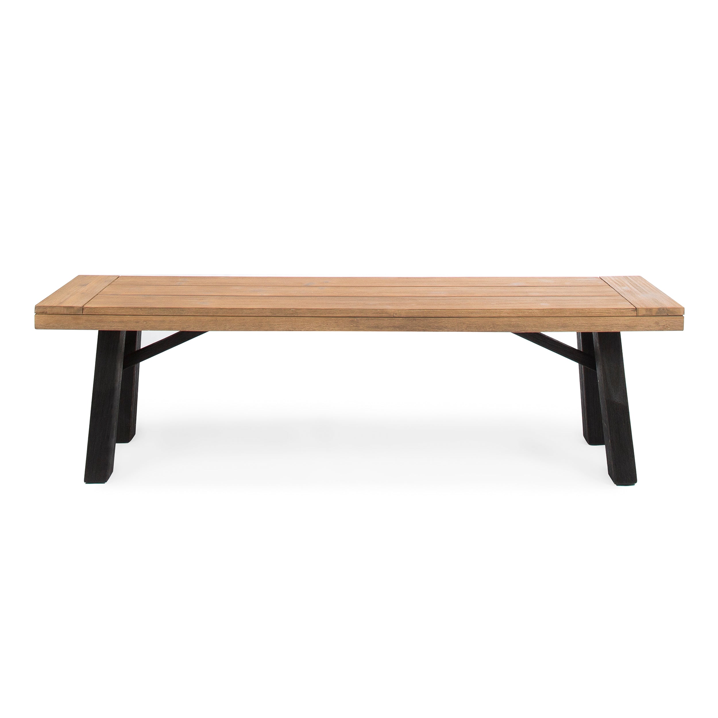 Kirk Outdoor Brushed Gray Acacia Wood Dining Bench