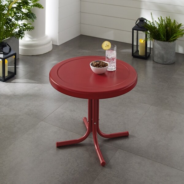 Crosley Retro Metal Side Table In Coral Red