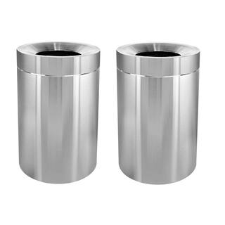 Alpine Industries 50 Gal. Stainless Steel Open Top Commercial Indoor Trash Can (2-Pack) 475-50-2PK