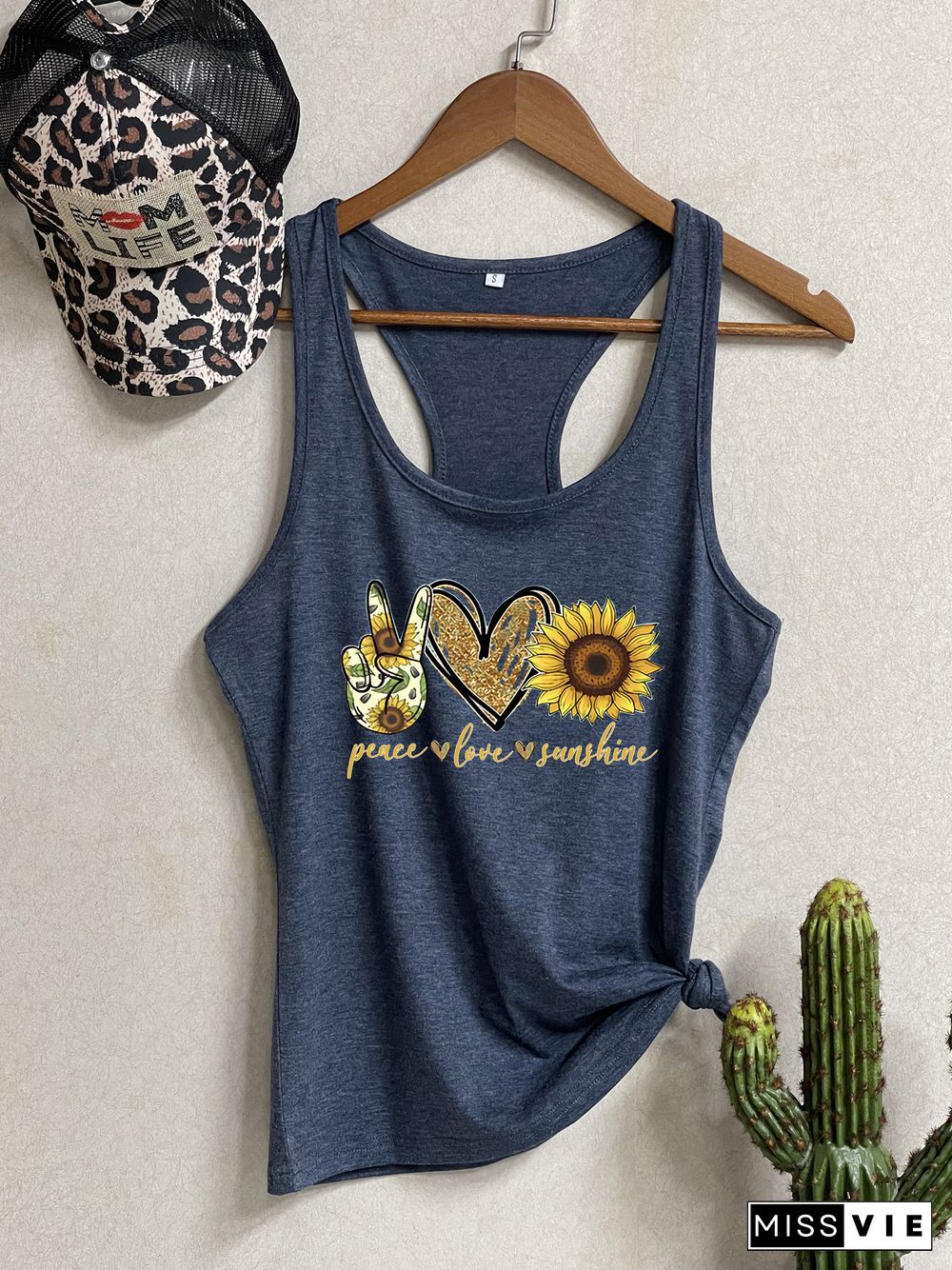 Peace Love Sunshine Sleeveless Tank Top Wholesale