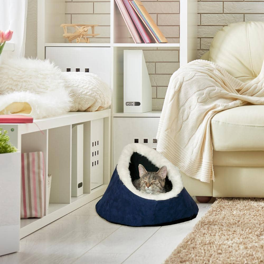 PAW Small Blue Feline Cat Comfort Cavern Pet Bed 80-00192