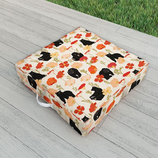 Iveta Abolina California Poppies And Bears Outdoor Floor Cushion Deny Designs