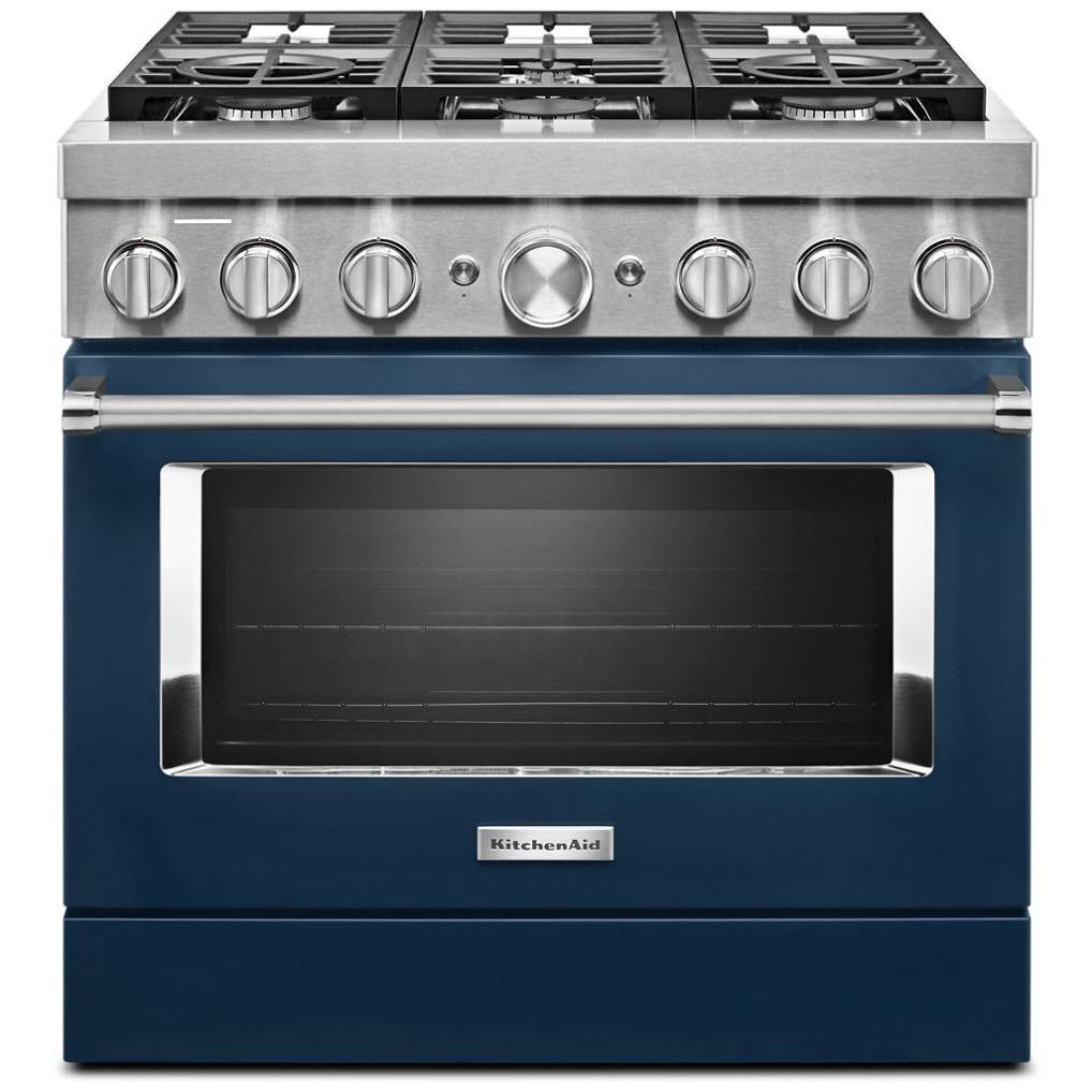 KitchenAid 36-inch Freestanding Dual Fuel Range with Even-Heat? True Convection KFDC506JIB