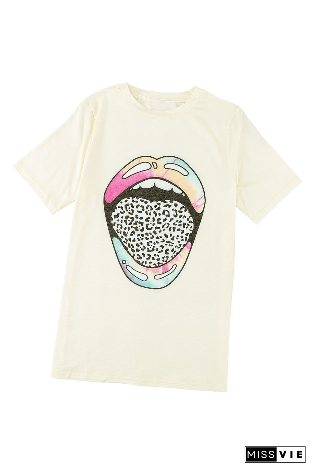 Tie-dye Leopard Lip Tee