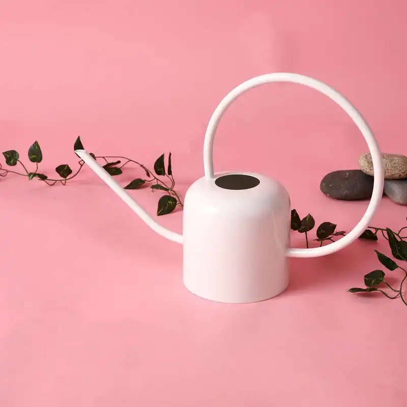 Hand Painted White Flat Base Watering Can for Garden Outdoor Durable Gardening Tool Durable and Sturdy Plant Watering Can