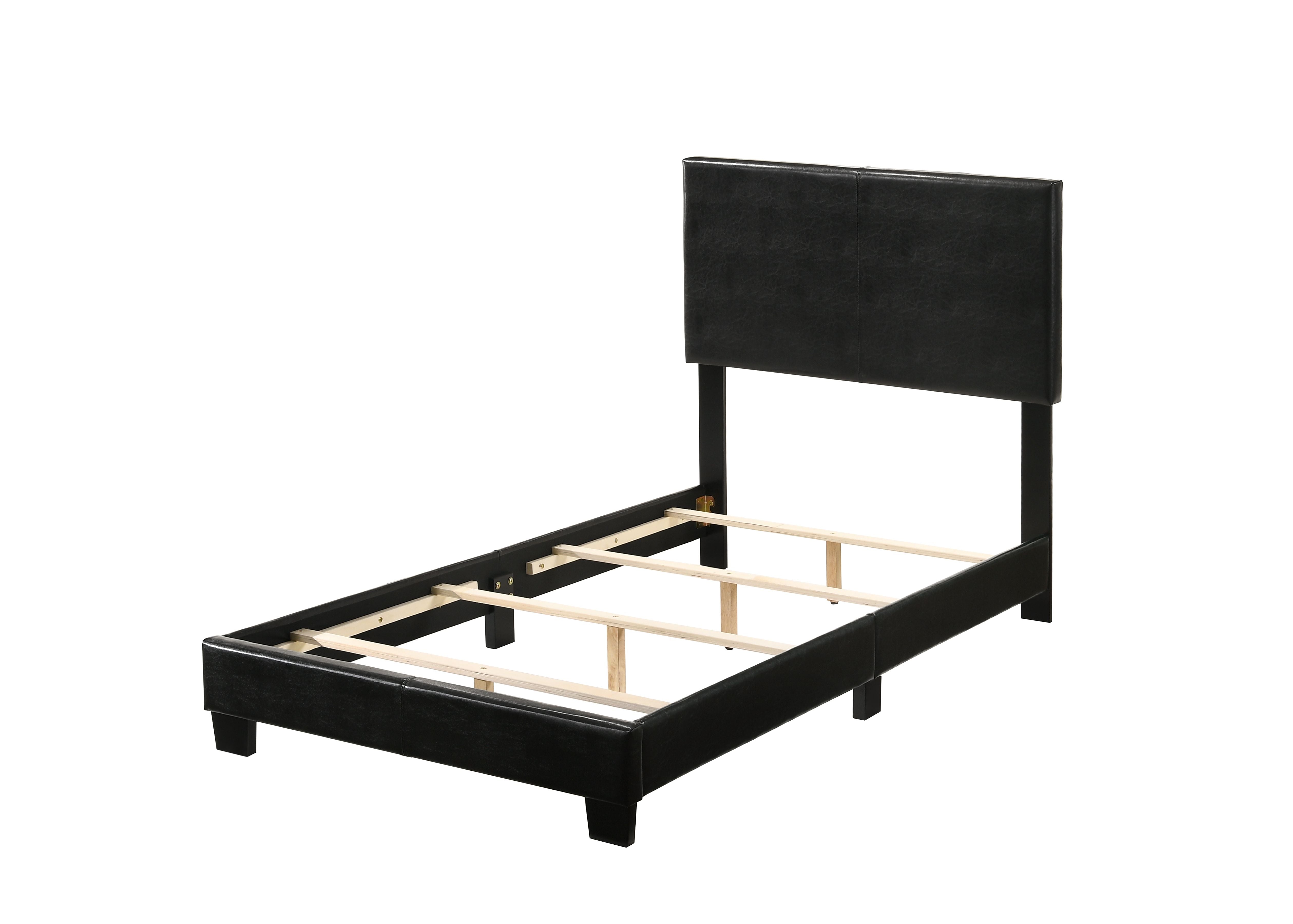 Simple Relax Twin Bed, Black PU, Faux Leather