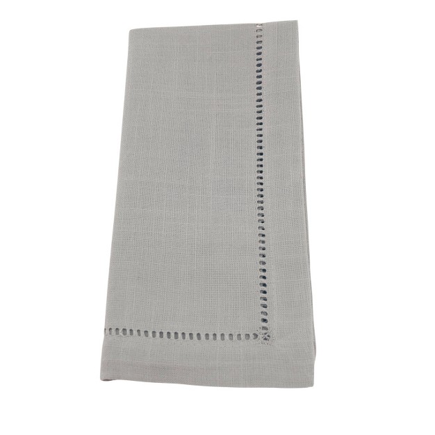 Hemstitched Design Border Dinner Napkins Gray Saro Lifestyle