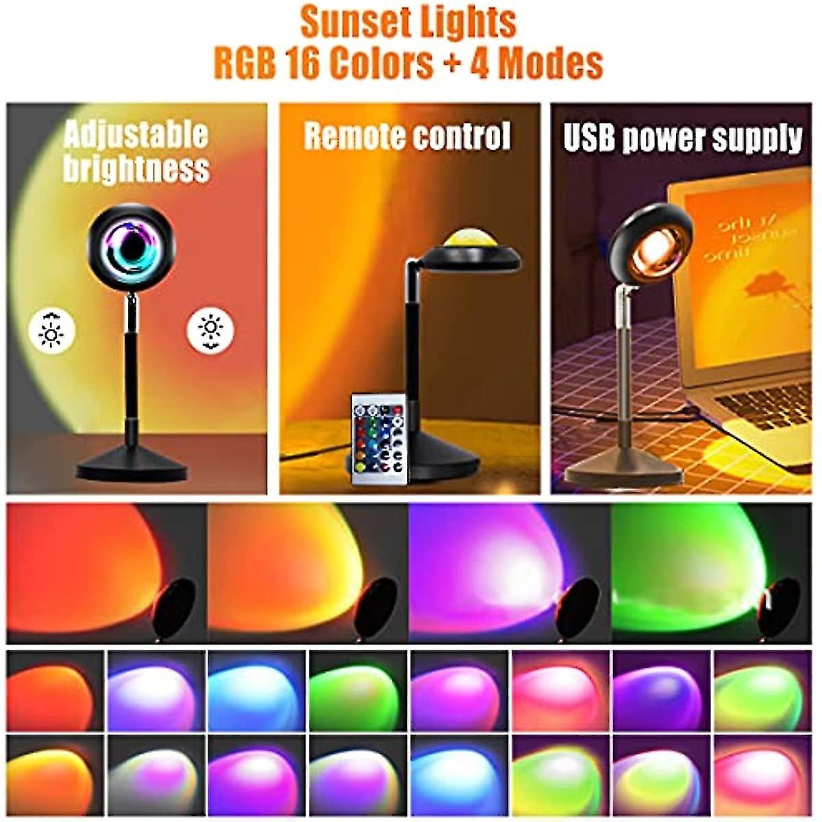 Sunset Lamp  Lullabala 180 Degree Rotation Sunset Light Projector 16 Colors Romantic Visual Mood Lighting Lamp With Remote For Photoselfiebedroom Deco