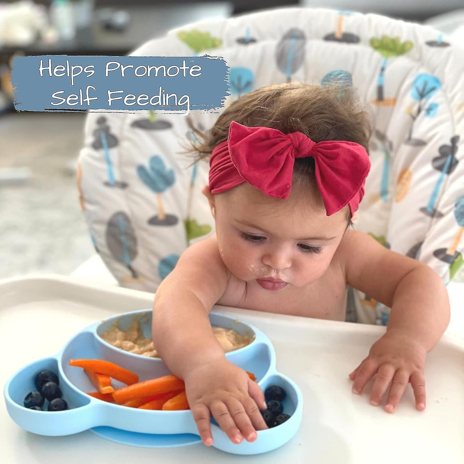 Baby Suction Plate - Non Slip Silicone Baby Weaning Plate - Stay Put Toddler Feeding Plate With Suct