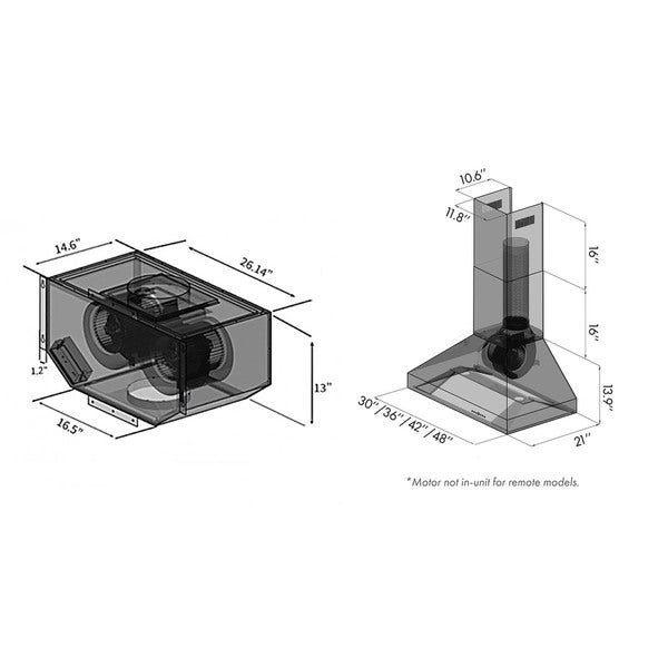 ZLINE Ducted Wall Mount Range Hood with Dual Remote Blower