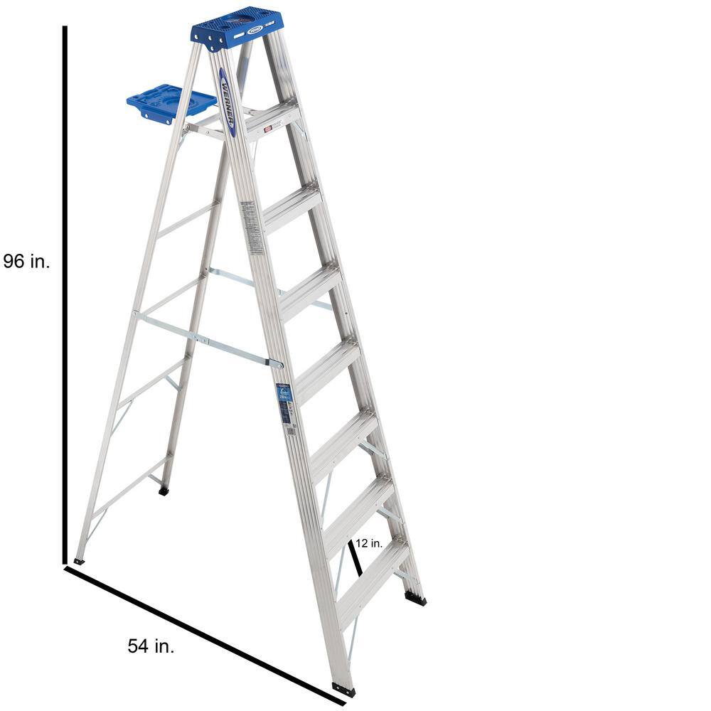 Werner 8 ft. Aluminum Step Ladder with 250 lb. Load Capacity Type I Duty Rating 368