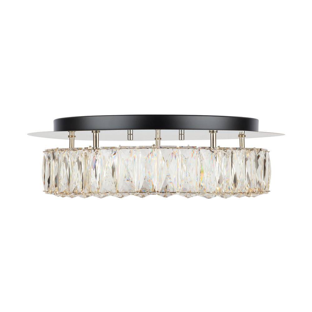 Home Decorators Collection Keighley 17.5 in. Integrated LED Chrome Flush Mount Ceiling Light Fixture with Crystal Shade CP 25117