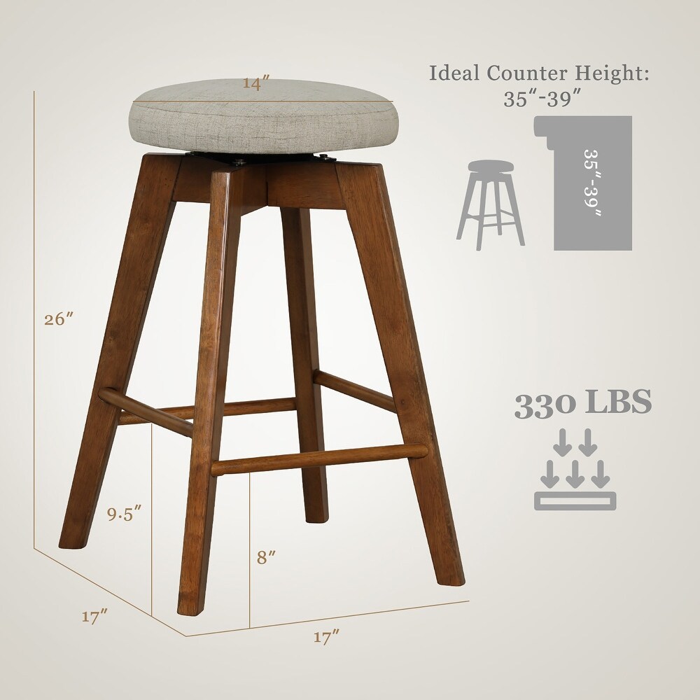 Set of 2/ 4 Swivel Bar Stools Upholstered Counter Height Chairs