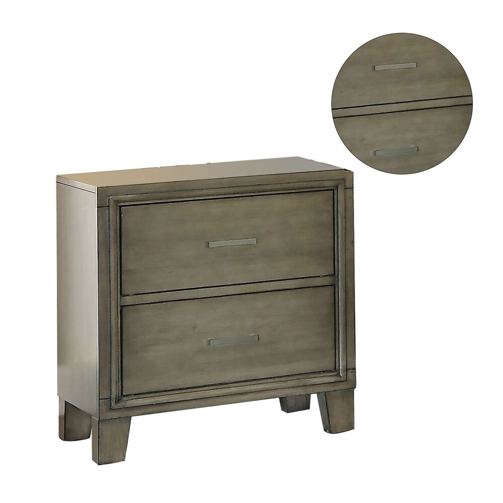2 Drawers Wood Nightstand