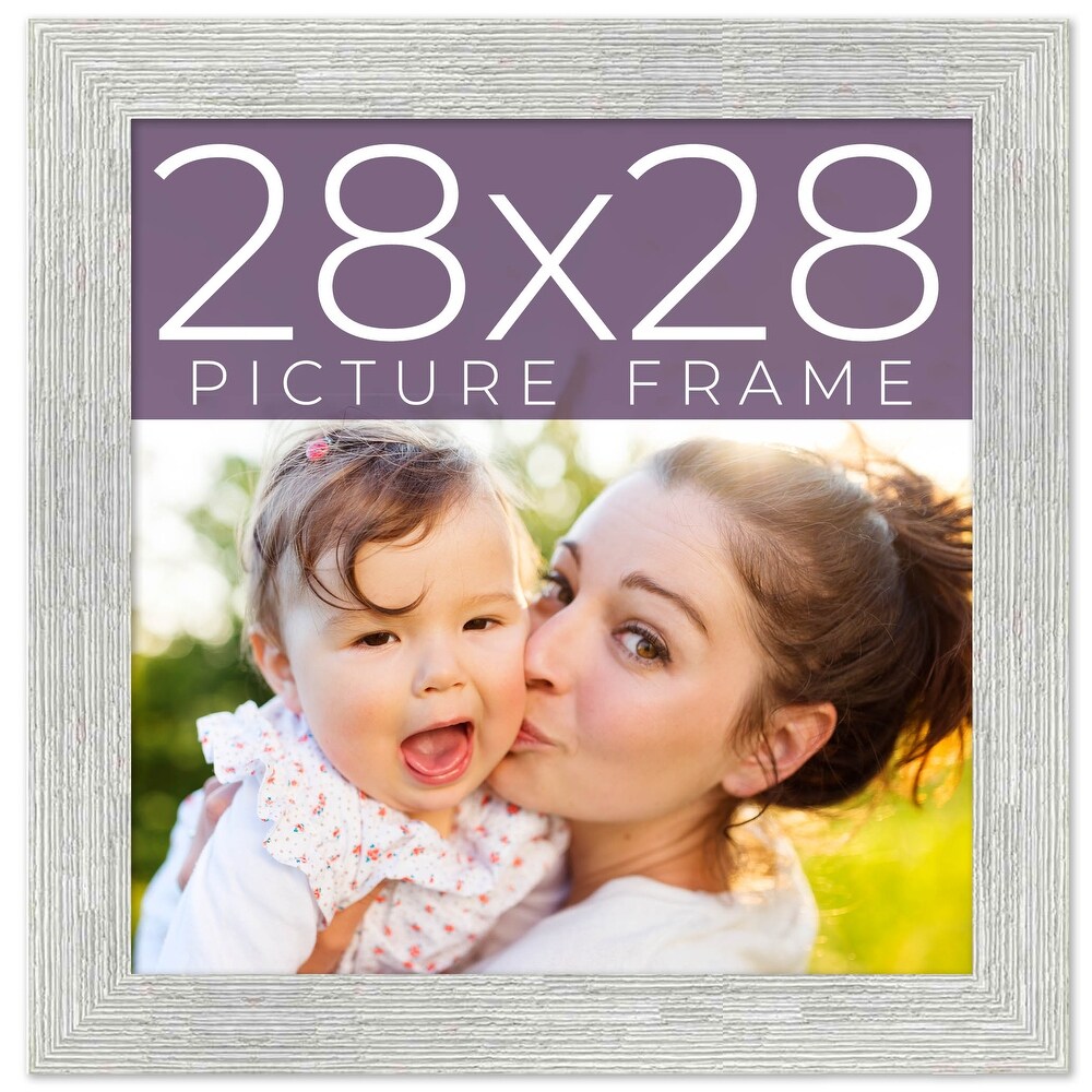 28x28 White Picture Frame   Wood Picture Frame Complete with UV