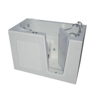 Universal Tubs Rampart 4.5 ft. Walk-in Whirlpool Bathtub with Flat Easy Up Adhesive Wall Surround in White H3054RWHCA