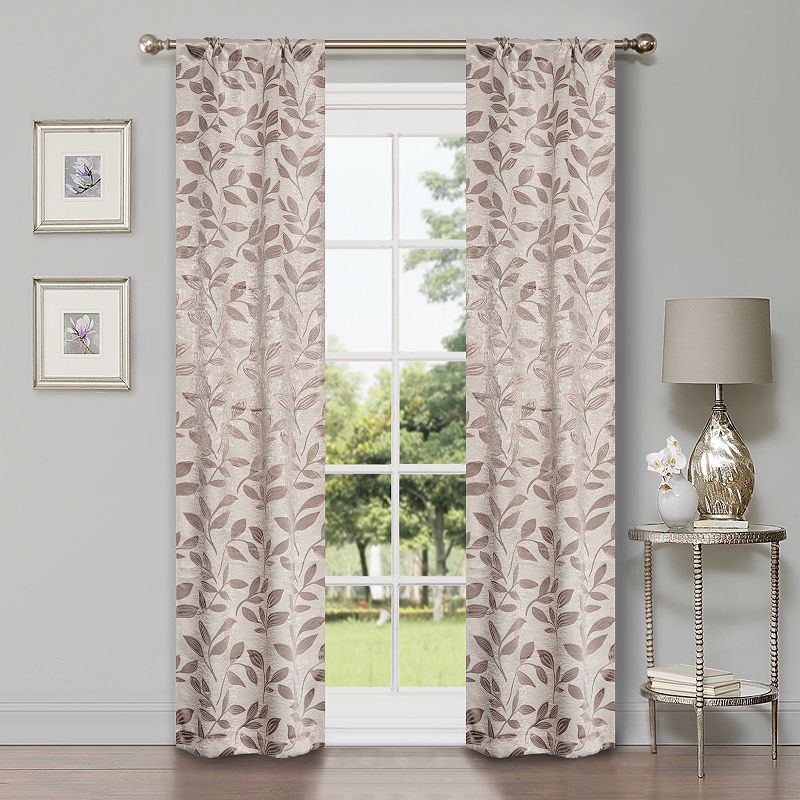 Superior Bohemian Leaves Insulated Thermal Blackout Rod Pocket Curtain Set