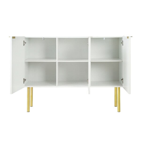 Modern Simple Sideboard Console Table with Gold Metal Legs and Handles