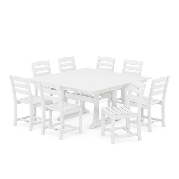 POLYWOOD La Casa Cafe 9Piece Farmhouse Trestle Dining Set