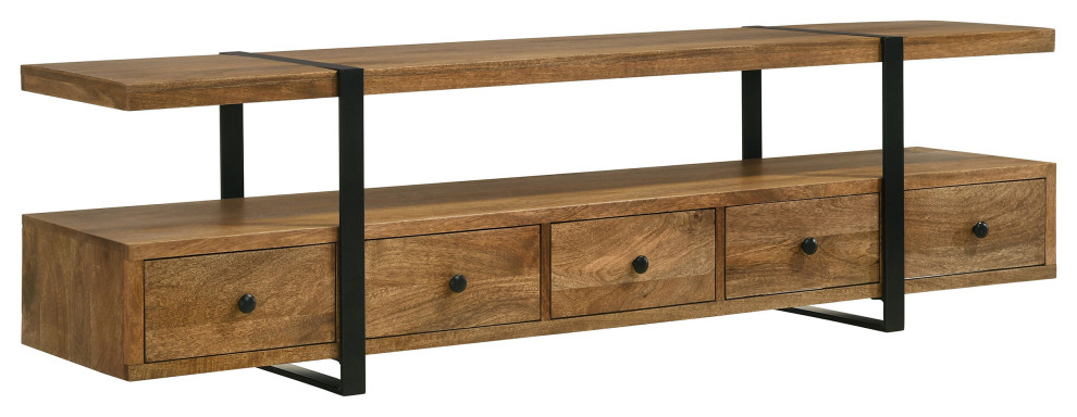 Otto 4 drawer Solid Wood 70 quotTV Stand Brown and Gunmetal   Modern   Entertainment Centers And Tv Stands   by Modon  Houzz