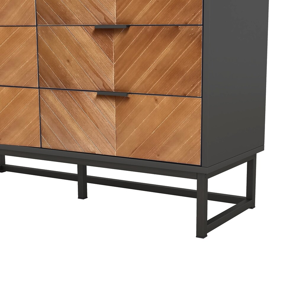 Modern 6 Drawer Dresser with Metal Leg and Handle for Bedroom   Space Saving and Sturdy Construction