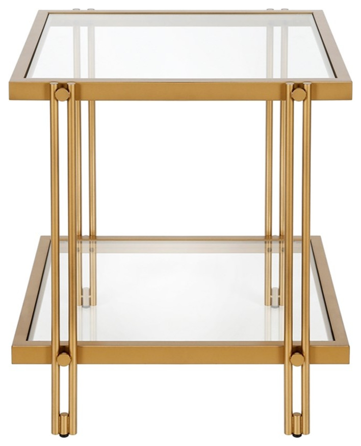 Henn ampHart 20 quotBrass Metal/Glass Side Table   Contemporary   Side Tables And End Tables   by Homesquare  Houzz