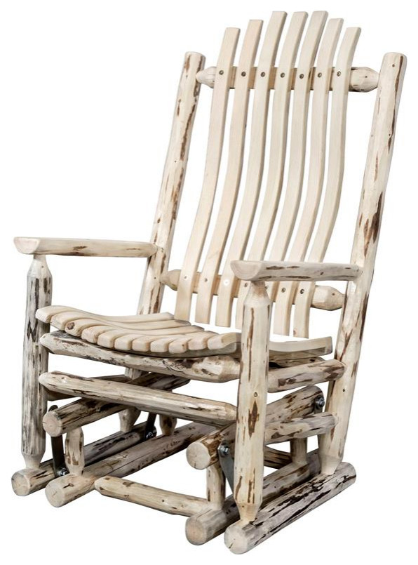 Montana Woodworks Hand Crafted Transitional Wood Glider Rocker in Natural   Rustic   Gliders   by Homesquare  Houzz