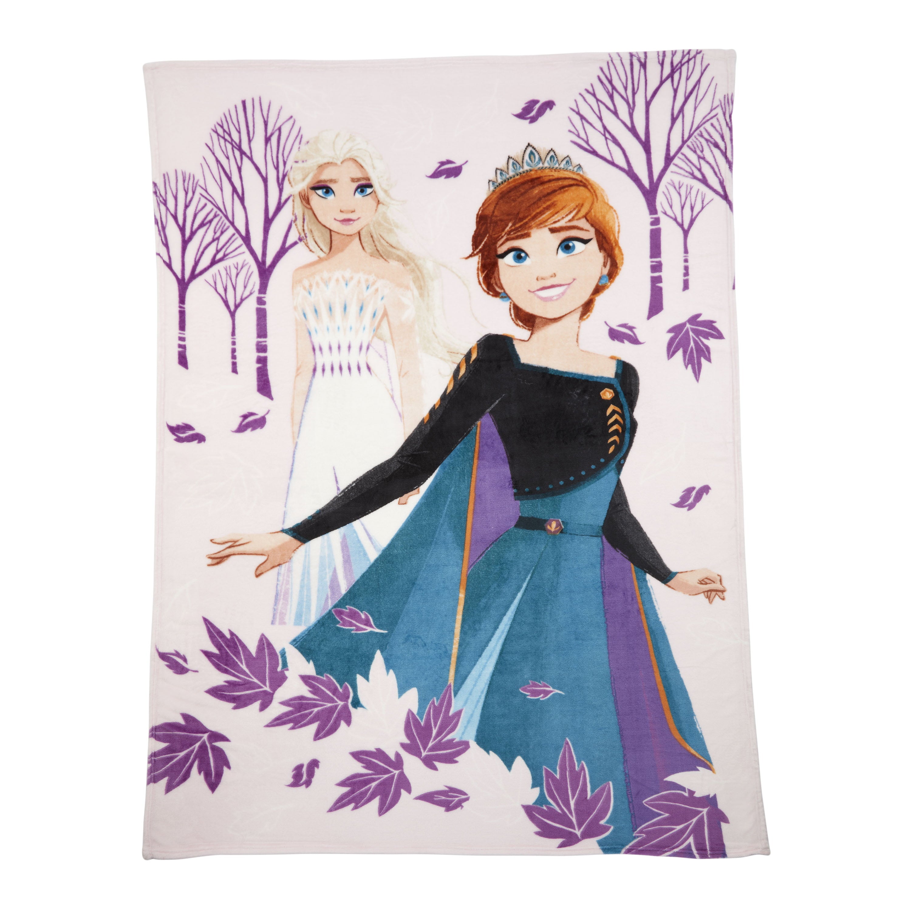 Disney Frozen Kids Plush Twin/Full Blanket， 62 x 90， Purple