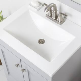 Glacier Bay Delridge 24.2 in. W x 18.8 in. D x 32.8 in. H Freestanding Bath Vanity in Pearl Gray with White Cultured Marble Top DR24P2-PG