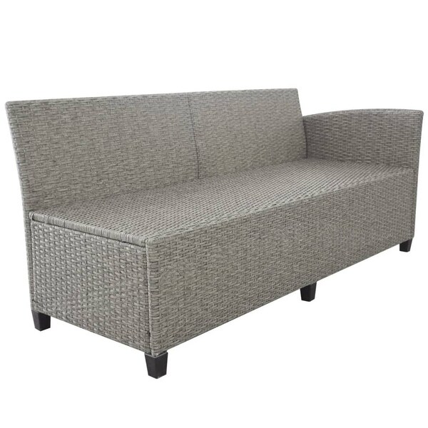 3 Piece Garden Lounge Set with Cushions Poly Rattan Gray - Overstock - 35109187