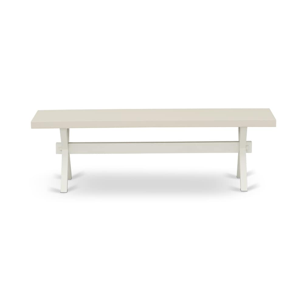 East West Furniture X Style Modern Dining Room Bench with Wooden Seat(Finish Options)