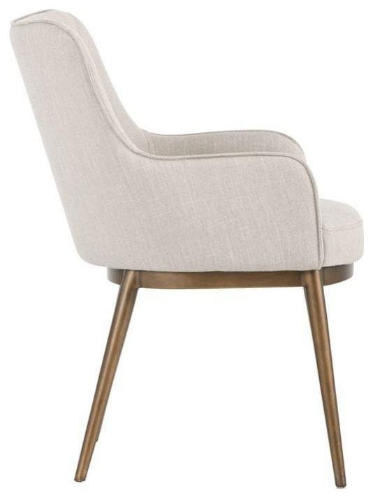 Perdy Dining Chair Beige Linen (Set of 2)   Midcentury   Dining Chairs   by Virgil Stanis Design  Houzz