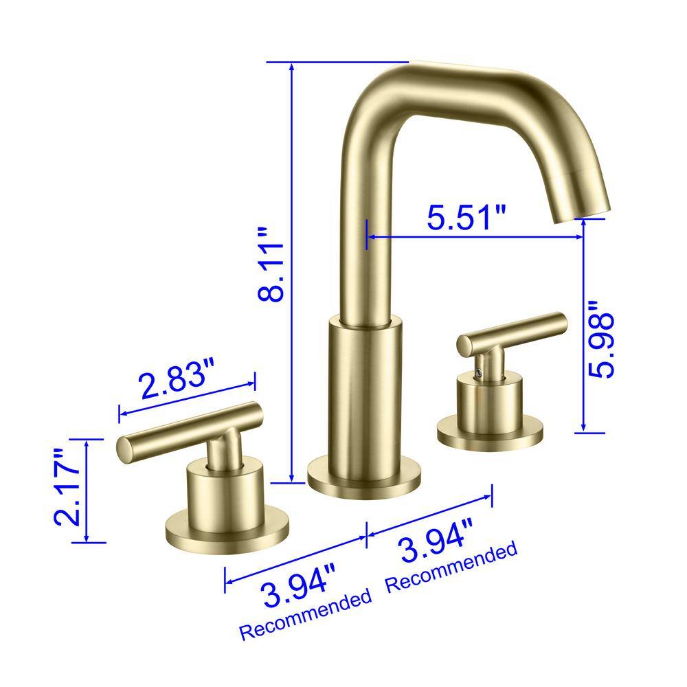 FORCLOVER 2-Handle Widespread Brass Bathroom Faucet in Brushed Gold Bidet Faucet LSD-BSFBG54