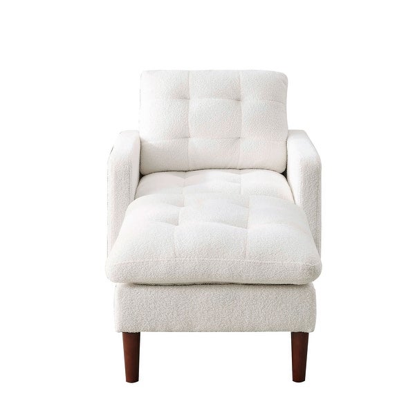 Modern Fabric Tufted Living Room Chair Armchair with Solid Wood Legs - 32