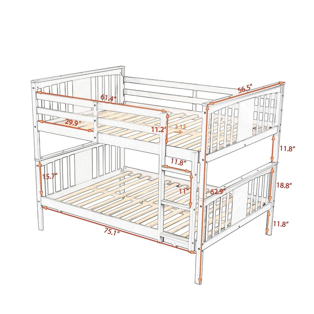 Full over Full Solid Pine Bunk Bed with Legs 79.6\