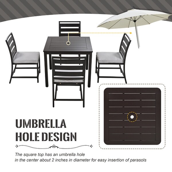 4 Pcs Patio Dining Sets Patio Conversation Sets with Umbrella Hole -  - 37895085