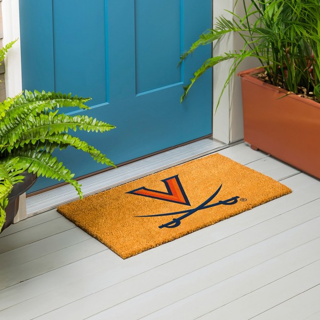 Evergreenncaavirginia Cavaliers Logo Natural Coir 28 X 16 Inches Indoor Outdoor Doormat