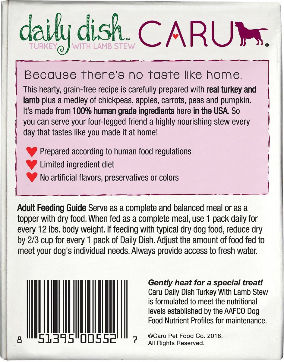 Caru Daily Dish Turkey with Lamb Stew Grain-Free Wet Dog Food