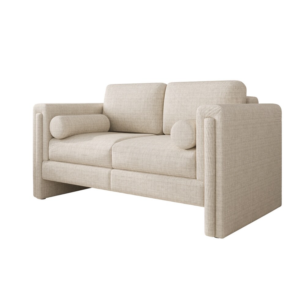 JASIWAY Modern Upholstered Sofa Loveseat with 2 Pillows