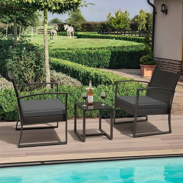 Homall 3 Pieces Outdoor Plastic Bistro Set Patio Conversation Set with Cushion and Table