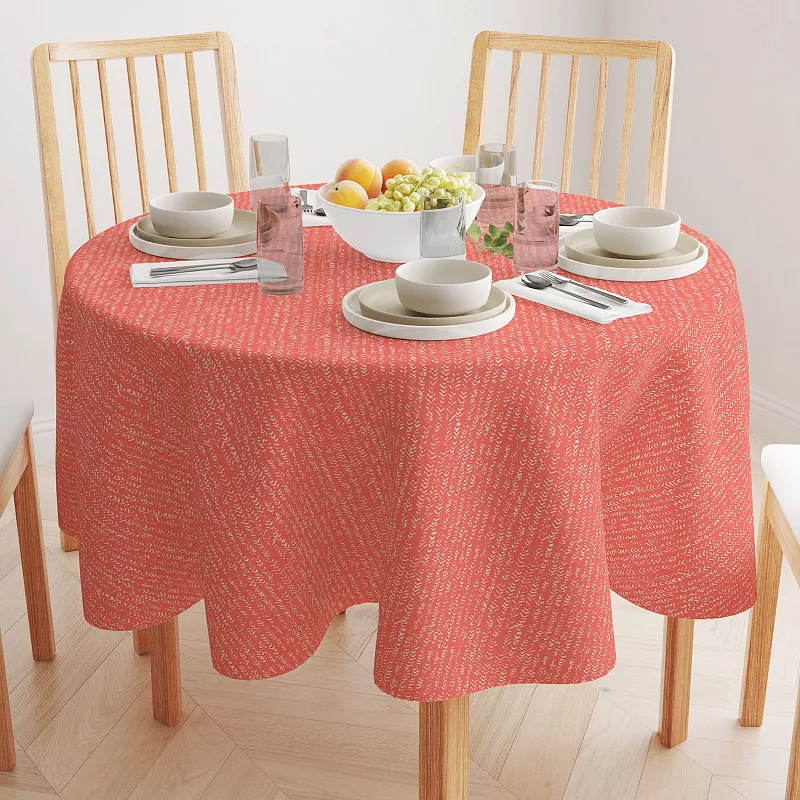 Round Tablecloth， 100% Polyester， 70 Round， Coral Batik Design