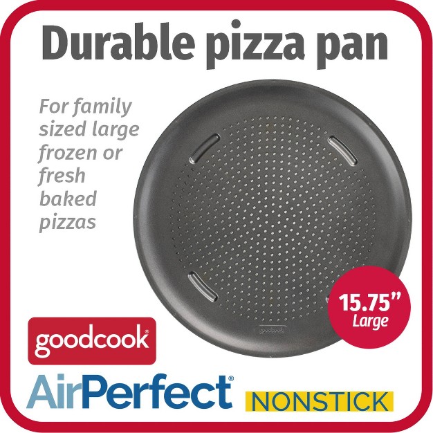 Large Nonstick Carbon Steel Ready Air Perfect Pizza Pan Gray