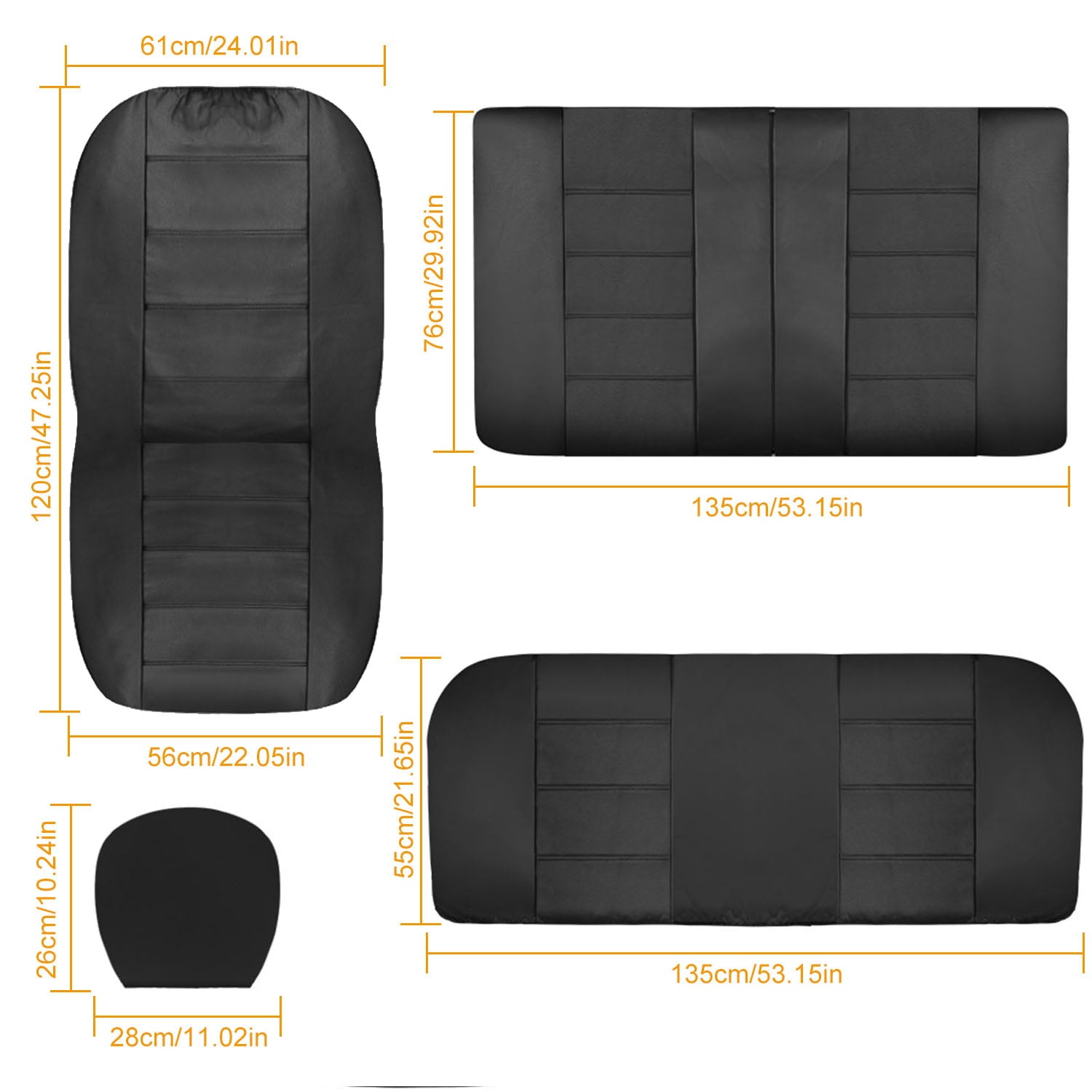 iMountek 9Pcs/set Complete PU Leather Car Seat Covers Protector Set Black For Car SUV Truck Universal