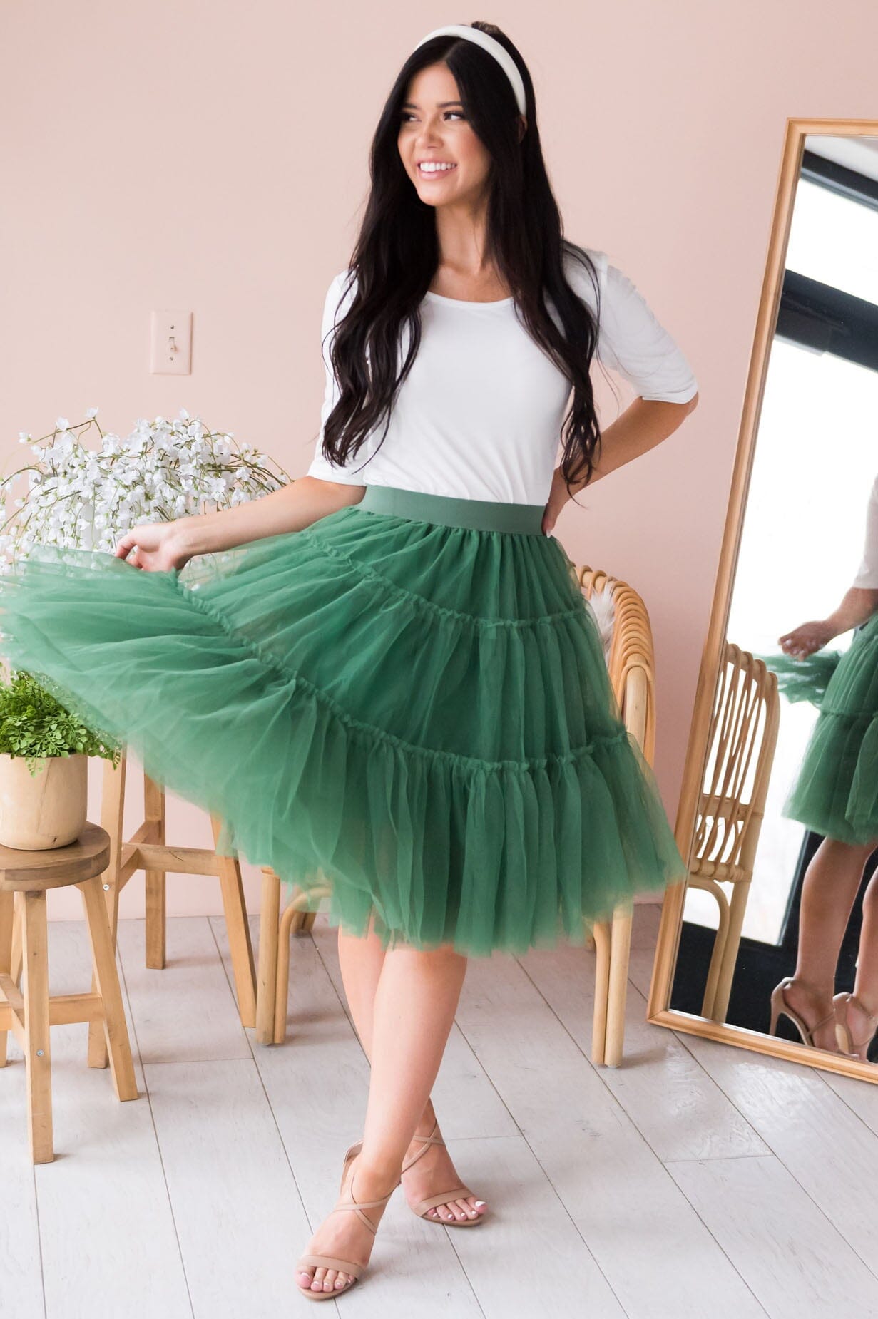 Twirling Away Modest Tulle Skirt