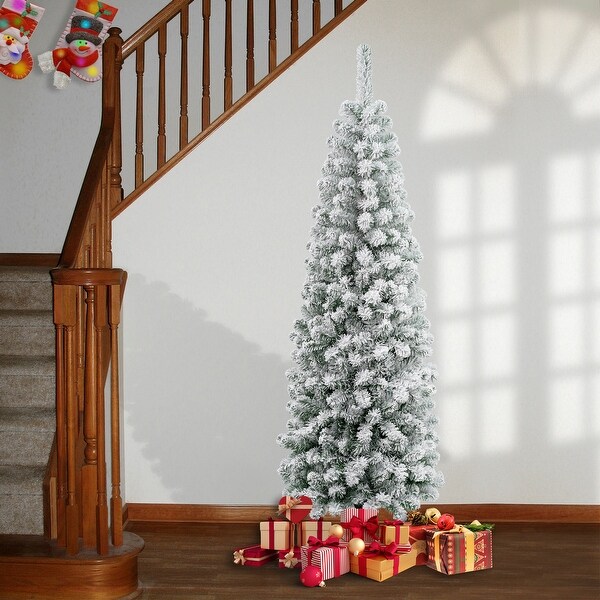 National Tree Company 6 ft. Acacia Pencil Slim Flocked Tree