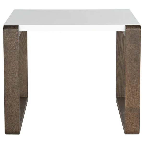 SAFAVIEH Mid-Century Modern Bartholomew White/ Dark Brown Lacquer End Table - 21.6