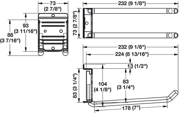 Hafele 792.12.061 Double Hook  8 Length