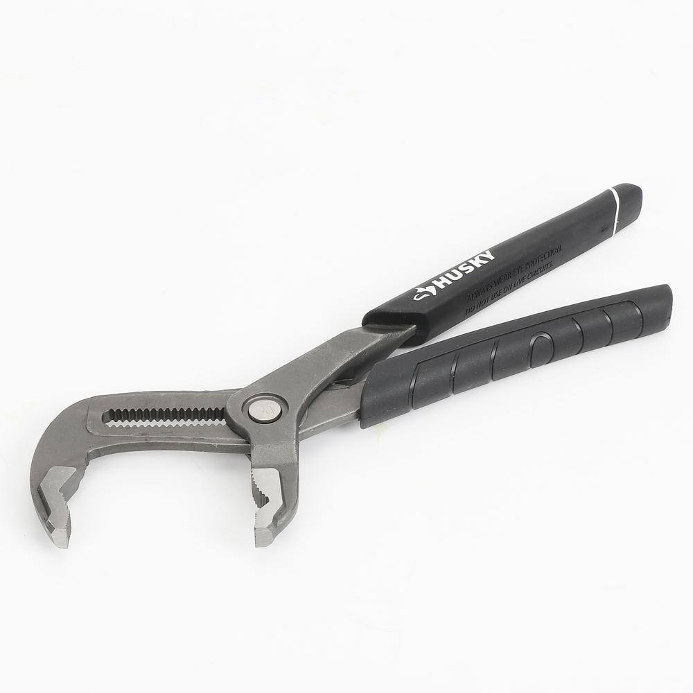 Husky 10 in. Quick Adjusting Groove Joint Pliers with Curved Jaw 90141