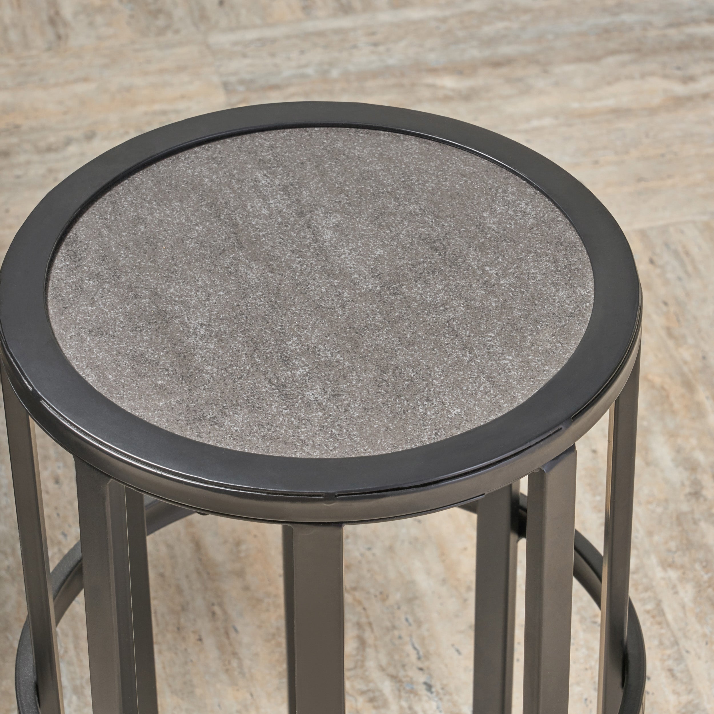 Truda Outdoor 11 Inch Grey Finish Ceramic Tile Side Table